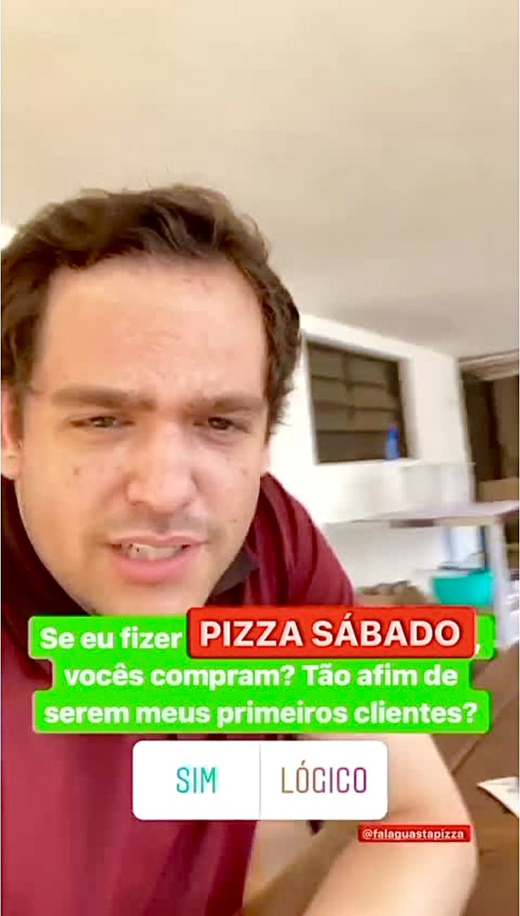 Primeira pizza vendida — caixinha do Instagram